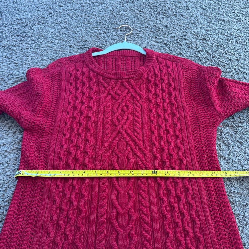 St John Red 100% Wool High Low Sweater Oversized Knit Size S M - Picture 9 of 9